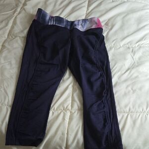 Lululemon Athletica Navy Leggings with Tie-Dye Waistband